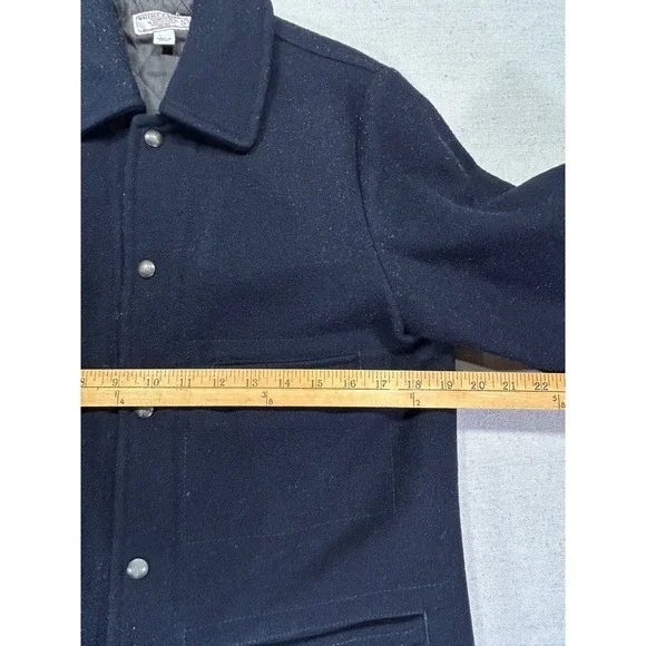 WALLACE‎ BARNES Men's Small Wool Navy Blue Metal Snap Jacket Quilt Liner J. Crew - Picture 4 of 8